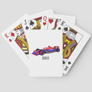 Professional racing car cartoon illustration playing cards
