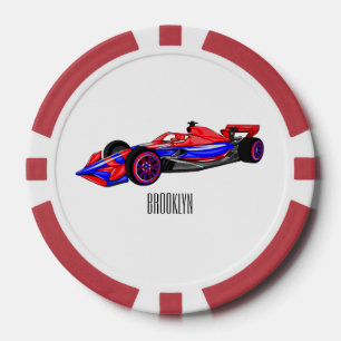 Professional racing car cartoon illustration poker chips
