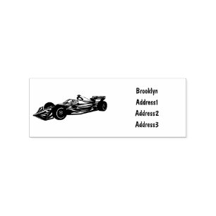 Professional racing car cartoon illustration rubber stamp