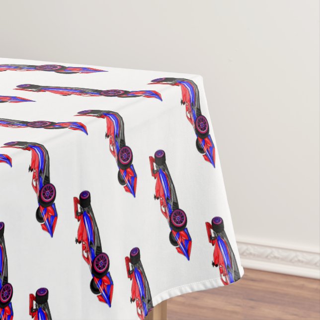 Professional racing car cartoon illustration tablecloth (In Situ)