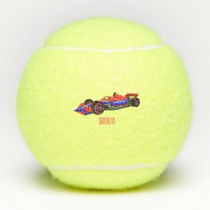 Professional racing car cartoon illustration tennis balls