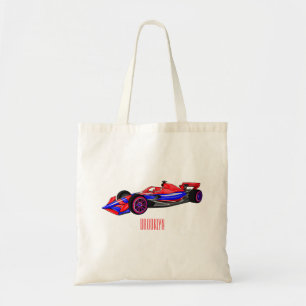 Professional racing car cartoon illustration tote bag