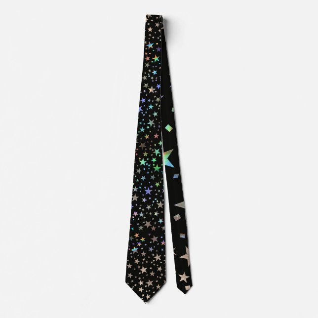 Professional Rainbow Stars Groom Magical Black Tie (Front)
