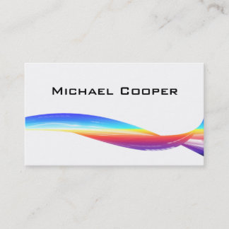 Professional Rainbow Wave Business Card White
