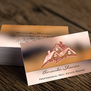 Professional Real Estate Agent Broker Rose House Business Card