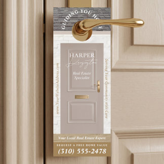 Professional Real Estate Agent Marketing Beige Door Hanger
