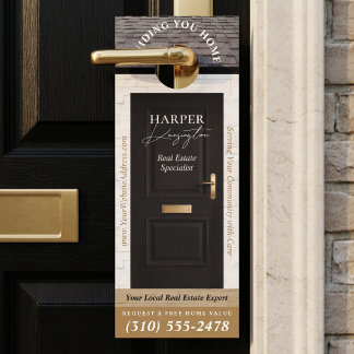 Professional Real Estate Agent Marketing Black Door Hanger