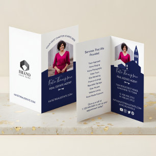 Professional Real Estate Agent Photo & Services Business Card