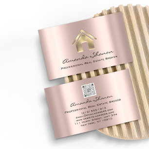 Professional Real Estate Broker Agent Rose Gold Bu Business Card