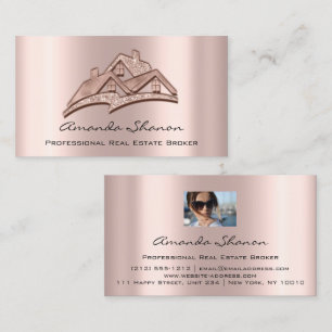 Professional Real Estate Broker Agent Rose Photo Business Card