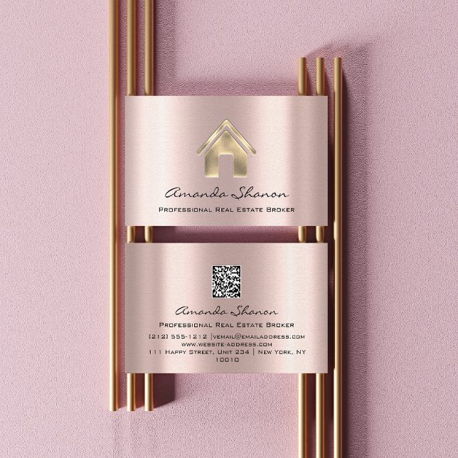 Professional Real Estate Broker Agent Rose QR Code Business Card (Professional Real Estate Broker Agent Rose QR Code Business Card)