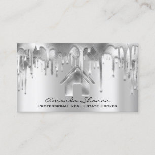 Professional Real Estate Broker Agent Silver Gray Business Card