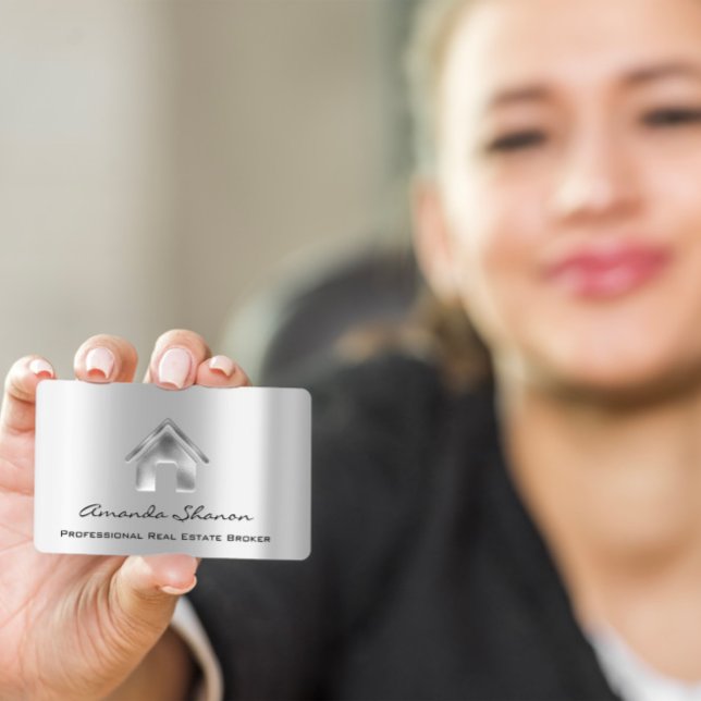 Professional Real Estate Broker Agent Silver Sell Business Card (Professional Real Estate Broker Agent Silver Sell Business Card)