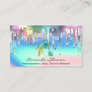 Professional Real Estate Broker Pink Holographic Business Card