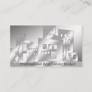 Professional Real Estate Broker silver Business Ca Business Card