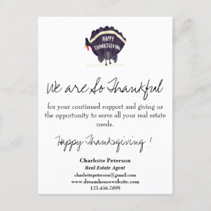 Professional Real Estate Business Thanksgiving Holiday Postcard