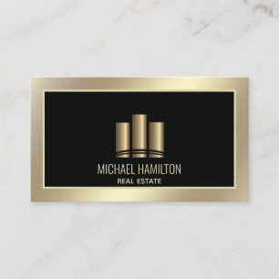 Professional real estate construction gold logo business card