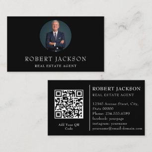 Professional Real Estate   Photo Layout QR Code Business Card