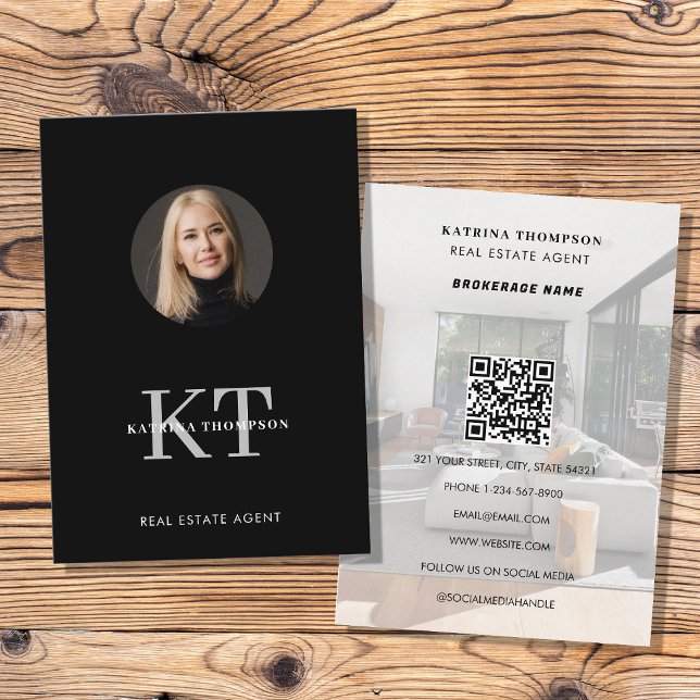 Professional Real Estate Photo Realtor Black Business Card (Professional Real Estate Photo Realtor Black Business Card)