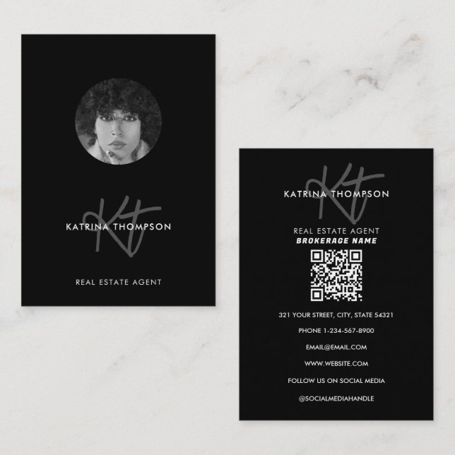 Professional Real Estate Photo Realtor Monogram Business Card (Front/Back)