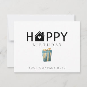 Professional Real Estate Present Happy Birthday Card