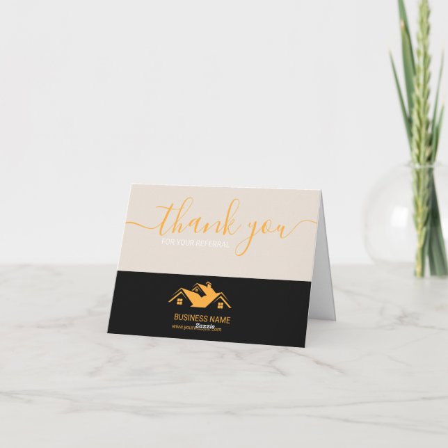Professional Real Estate Promotional Realtor logo  Thank You Card (Back)