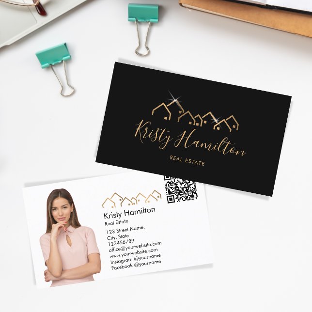 professional real estate realtor add photo QR code Business Card (Creator Uploaded)