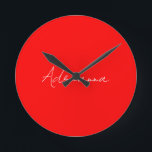 Professional red add your name handwriting retro round clock<br><div class="desc">This template can be customised to meet all personal occupations.</div>