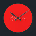 Professional red add your name handwriting retro round clock<br><div class="desc">This template can be customised to meet all personal occupations.</div>