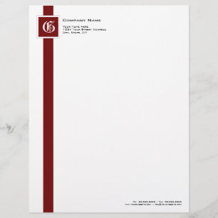 Professional Red, Black & White Stripe Monogram Letterhead Design