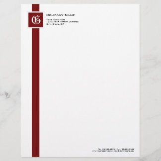 Professional Red, Black & White Stripe Monogram Letterhead Design