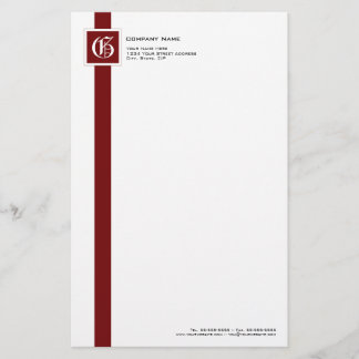 Professional Red, Black & White Stripe Monogram Stationery