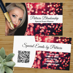 Professional Red Bokeh Custom Photo  Business Card
