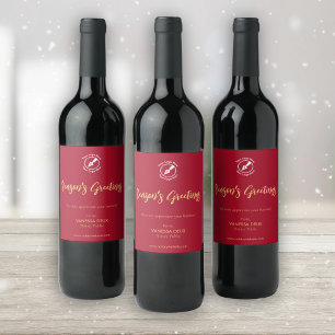 Professional Red Gold Notary Logo Name Promotional Wine Label