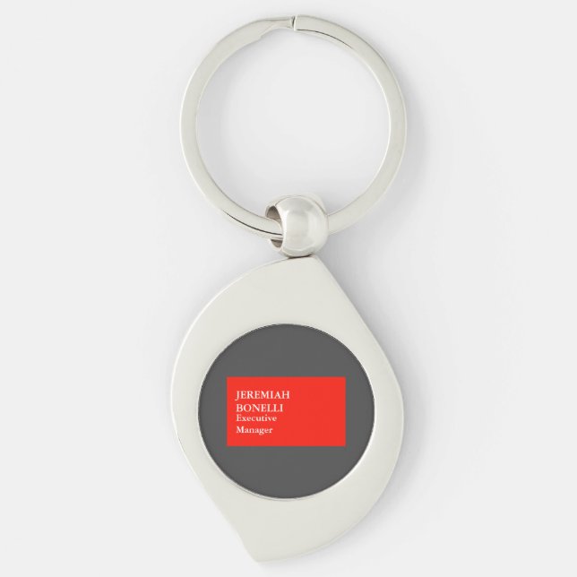 Professional red grey minimalist modern your name key ring (Front)