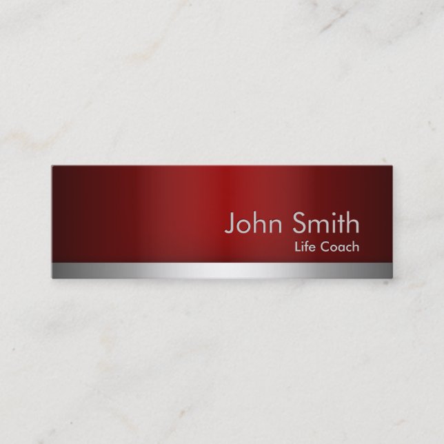 professional Red Metal Life Coach Business Card (Front)