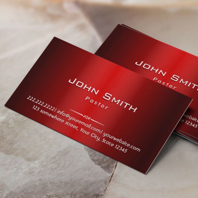 Professional Red Metal Pastor Business Card (Creator Uploaded)