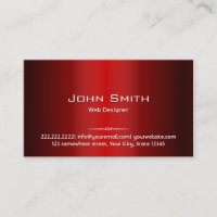 Professional Red Metal Web Design Business Card