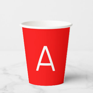 Professional red monogram initial letter paper cups