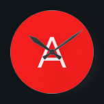 Professional red monogram initial letter round clock<br><div class="desc">This template can be customised to meet all personal occupations.</div>
