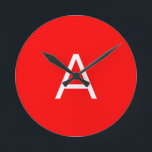 Professional red monogram initial letter round clock<br><div class="desc">This template can be customised to meet all personal occupations.</div>