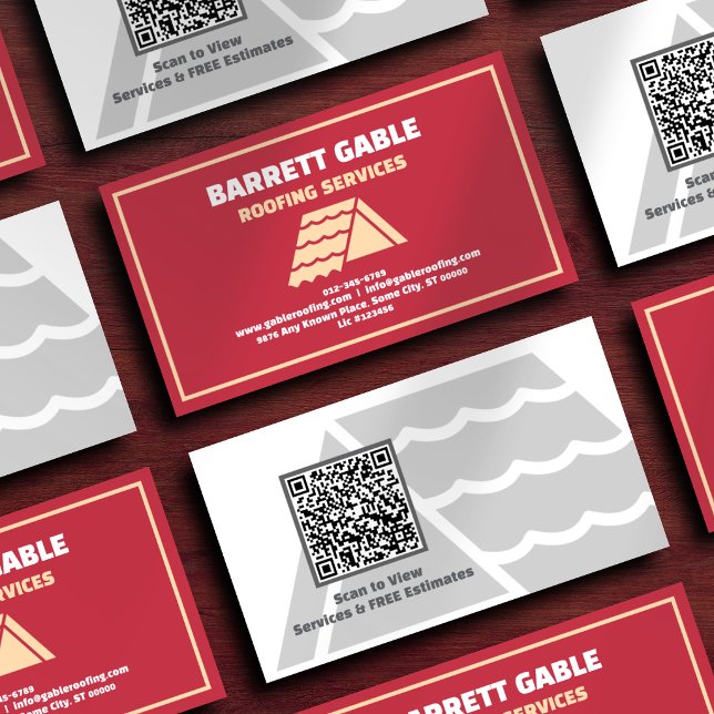 Professional Red Roofing Contractor QR Code Business Card (Creator Uploaded)