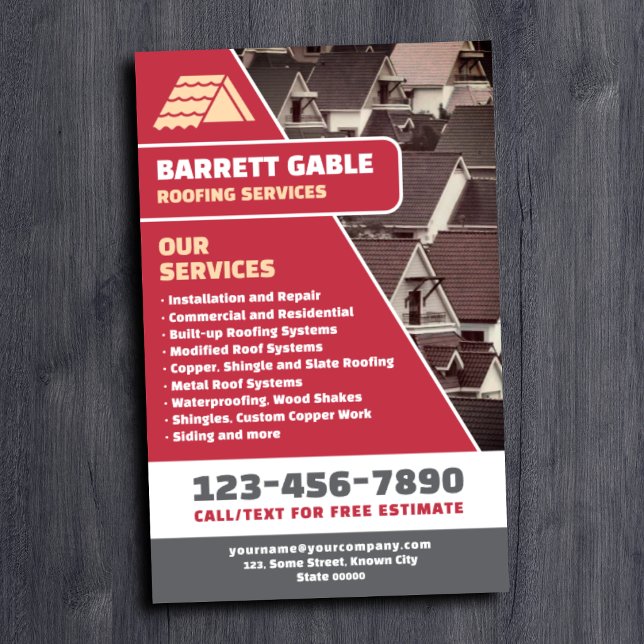 Professional Red Roofing Services Flyer (Creator Uploaded)