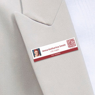 Professional Red White Image QR-code Company Name Tag