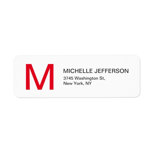 Professional Red White Monogrammed Modern Plain (Front)