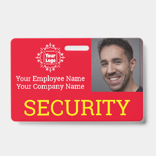 Professional Red & Yellow Security Guard Photo ID Badge