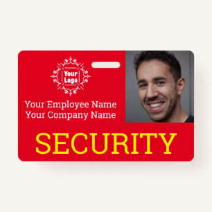 Professional Red & Yellow Security Guard Photo ID ID Badge