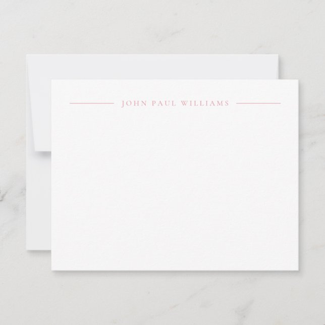Professional Refined Modern Centre Name Blush Pink Card (Front)