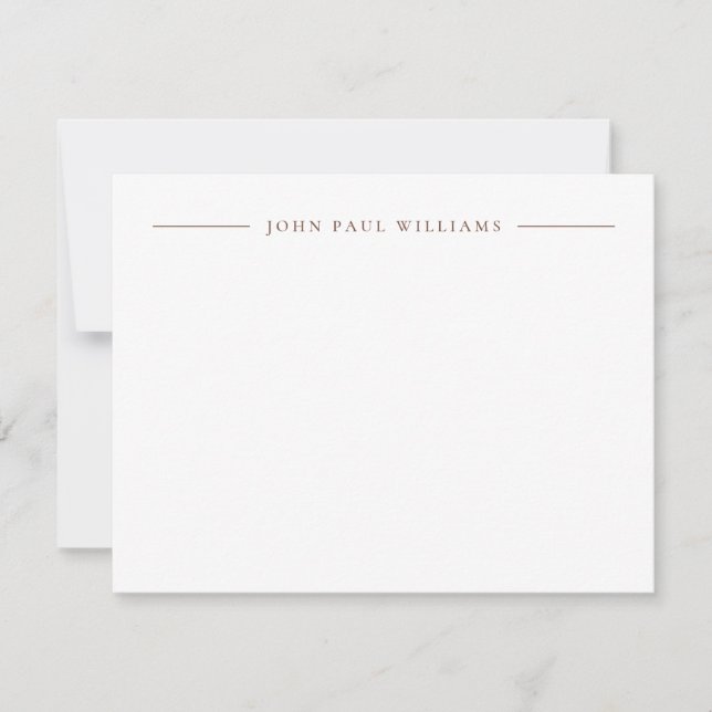 Professional Refined Modern Centre Name Brown Card (Front)