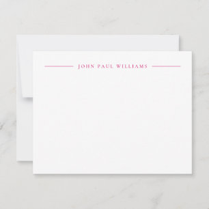 Professional Refined Modern Centre Name Hot Pink Card